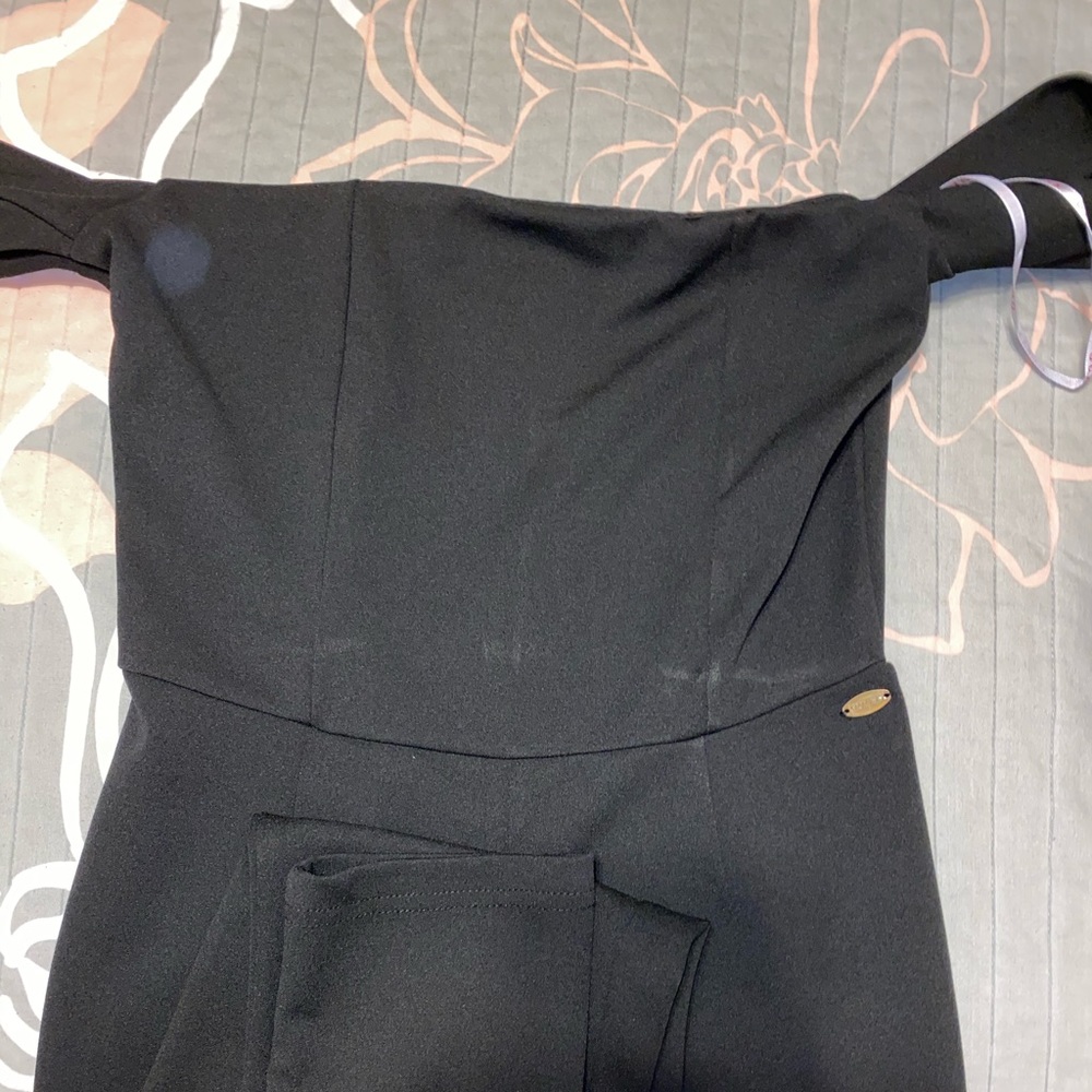 Guess. black off the shoulder jumpsuit